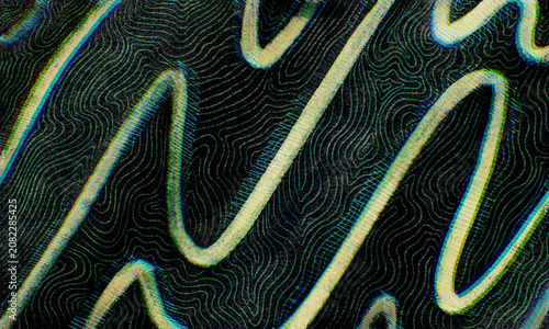 Abstract Glitch Waveform with Neon Lines and Digital Distortion. Template for Illustration, Banner, background, and etc.