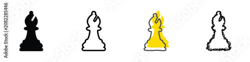 Quadro em tela Four distinct representations of a chess bishop piece, showcasing different arti