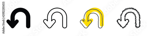 Foto Collection of four distinct U-turn arrow symbols, showcasing variations in desig