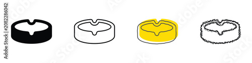 Принти на полотні A set of four different ashtray illustrations, showcasing a solid black icon, a