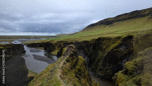 Fjaðrárgljúfur Canyon and Moss-Covered Landscape in Iceland