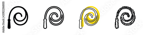 Tableau sur toile A set of four distinct visual representations of a whip, showcasing varied artis