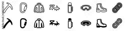 Bild auf Leinwand A set of vector graphics representing essential gear for outdoor adventures and
