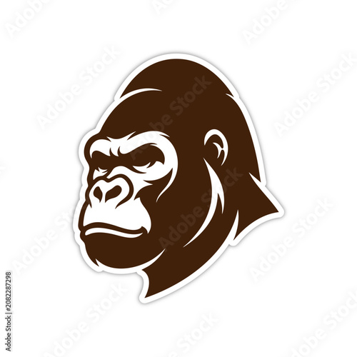 Foto An illustration of a gorilla's head in profile view outdoors