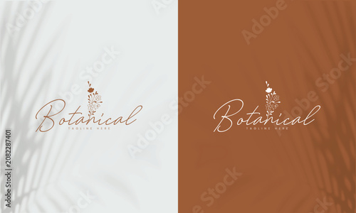 Floral element Botanical Hand Drawn Logo with Wild Flower and Leaves. Logo for spa and beauty salon, boutique, organic shop, wedding, floral designer, interior, photography, cosmetic