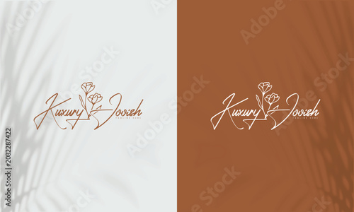 Floral element Botanical Hand Drawn Logo with Wild Flower and Leaves. Logo for spa and beauty salon, boutique, organic shop, wedding, floral designer, interior, photography, cosmetic