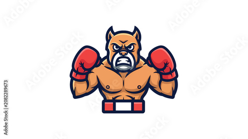 A Fierce Muscular Canine Boxer Mascot Illustration Featuring A-24 Style Design