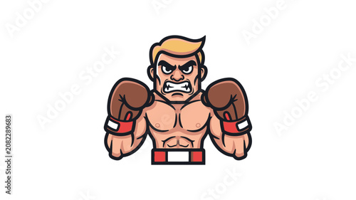 Aggressive Boxer Character Illustration for Sports Competition Events a-25