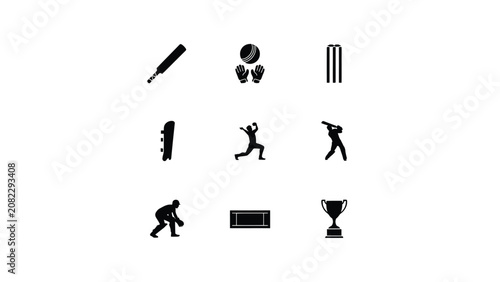 Modern flat design icons showcase diverse athletic sports activities with dynamic silhouettes