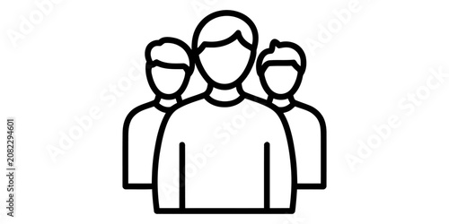 Billede på lærred Group of three people icon representing a team or a community of users shown in