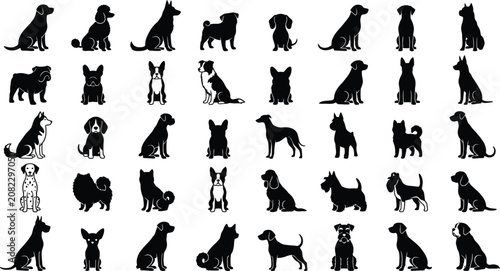 Collection of dog silhouettes