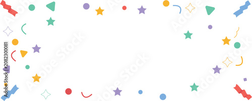 Colorful abstract shapes and stars on white background for design elements