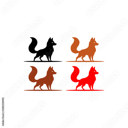 Fox Silhouette Set in Multiple Colors Minimalist Wildlife Vector Collection