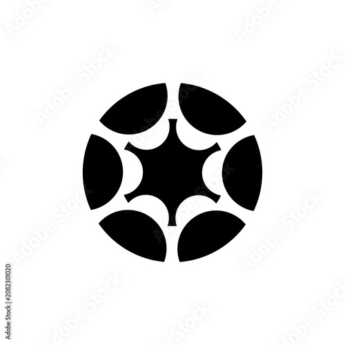 Abstract Circular Geometric Logo Icon, Modern Black Minimal Vector Symbol Isolated on White Background