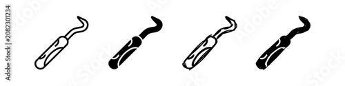 Slika na platnu Set of dental probe or hook icons in four different styles, including line art, solid silhouette, and hand-drawn versions