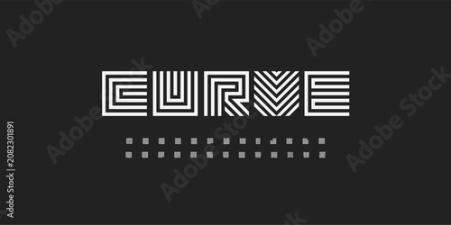Quadro su tela Maze Font Futuristic Logo Squared Lines Alphabet Geometric Lines Letter Set Modern Typography, Labyrinth Typographic Design for Game Title Technology Science Headline and Logotype