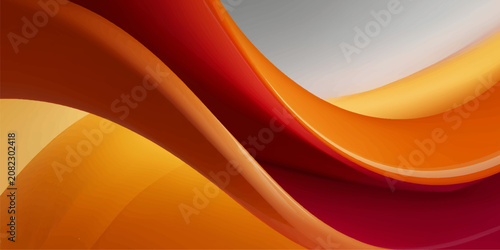 Принти на полотні Abstract Orange Wave Background with Flowing Light Curves Colorful Gradient Line