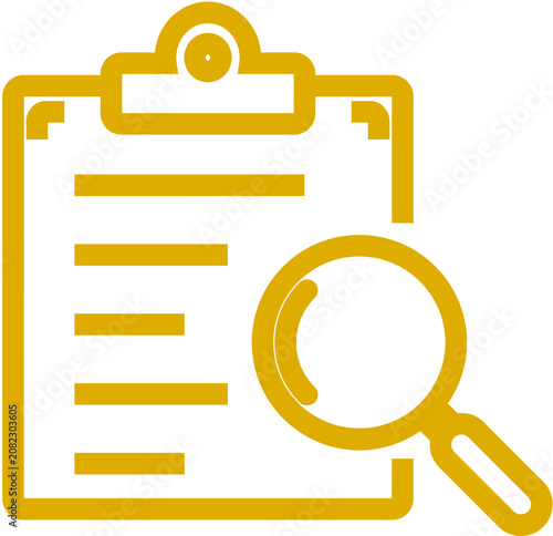 Yellow Clipboard and Magnifying Glass Icon for Audit