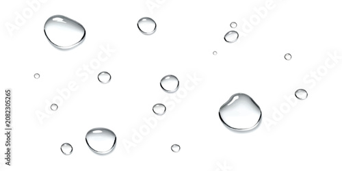 Obraz na płótnie Clear water droplets and dew drops on a surface
