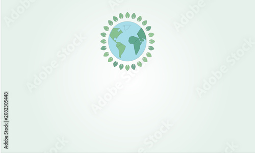 Minimal Earth with Green Leaf Halo Eco Background with Large Copy Space