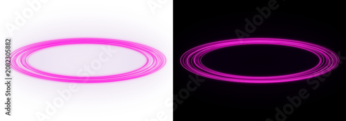 Bild auf Leinwand Illuminated concentric rings with glowing magenta lines on transparent backgroun