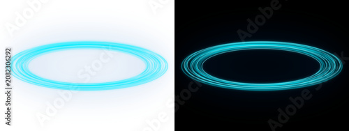 Illuminated concentric rings with glowing cyan lines a digital effect on transparent background circles oval luminescent light illumination