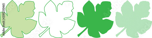 Four clover leaf variations solid outline filled and dotted vector set for st patrick's day graphics