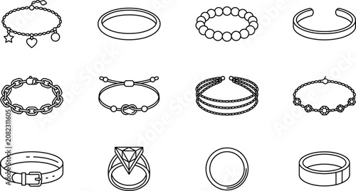 Obraz na płótnie Collection of various bracelets and rings
