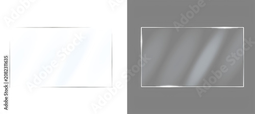 Tableau sur toile Transparent glass plate mockups with realistic reflection effects on isolated wh