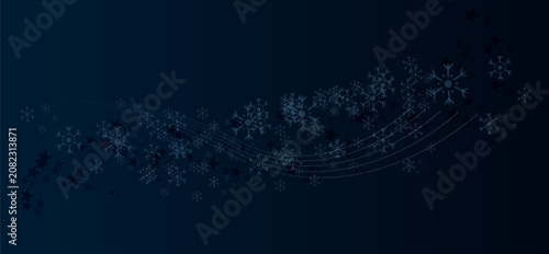 Abstract dark blue holiday background. Christmas background with snowflake and stars.
