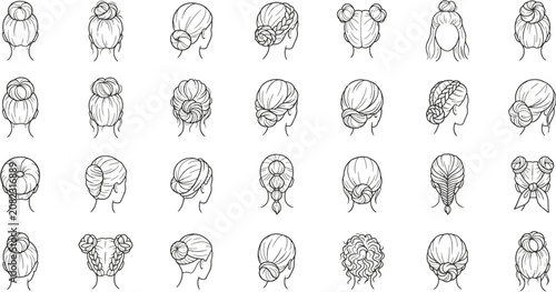  hair bun style icon pack