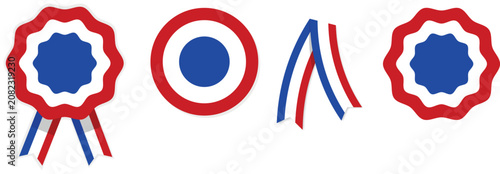 French Patriotic Rosette and Emblem Elements Set