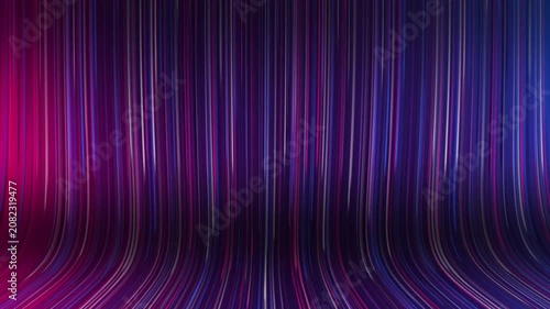 glowing neon light streaks moving down abstract stage curve background