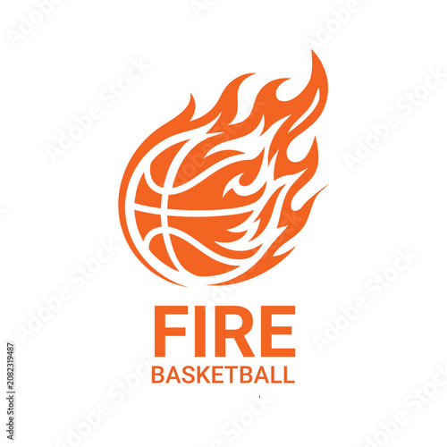 Fire Basketball Sports Logo Vector Illustration Design