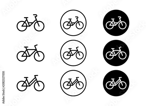 Sixpack Editable Stroke Bicycle Line Icon, Minimal Bike Outline Symbol, Cycling Transportation Pictogram, Simple Vector Icon for UI, Signage and Infographics, set, group