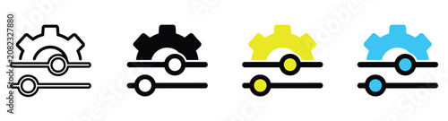 Fotografie Collection of adjustment slider icons with gear symbols for technical settings a