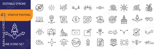 Photos Startup pivoting thin line icon set with agile, innovation, disruption and editable stroke vectors