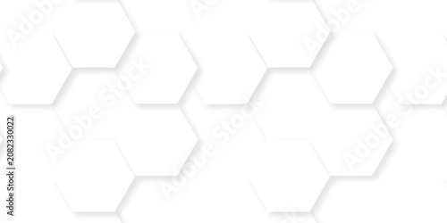 White Hexagonal Background. Luxury White Pattern. Futuristic honeycomb mosaic white background. Abstract embossed hexagon. Surface polygon pattern with glowing hexagon paper texture.