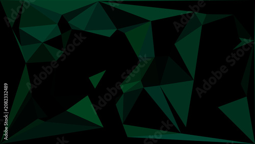 Cuadro en lienzo Abstract Geometric Background with Dark Green and Black Triangles