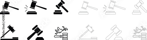 Foto Justice Order Sign Icon set Vector Law Balance Court Legal Authority Judiciary R