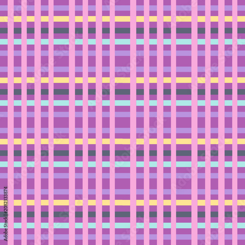 Colorful pastel plaid gingham checkered stripes seamless pattern.