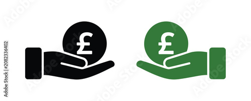 Photos Pound sterling currency icons featuring hand symbols for finance payment and ban