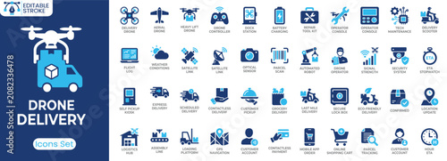 Foto Drone delivery icon set