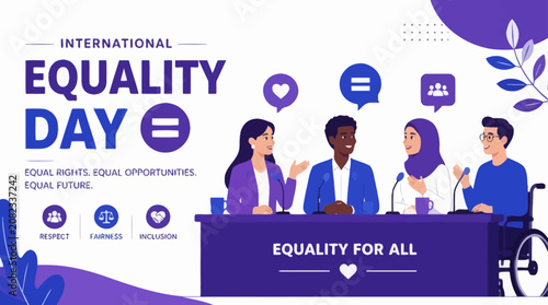 Εκτύπωση καμβά Diverse speakers at International Equality Day event panel.