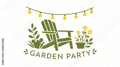 Foto Garden Party Graphic with Adirondack Chair and Lights