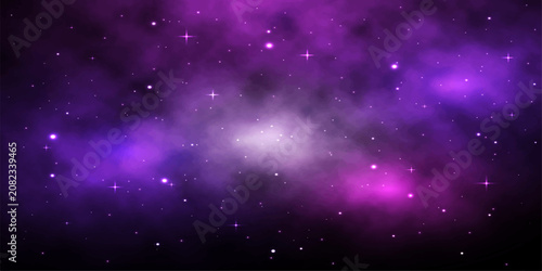 Bild auf Leinwand 004- Mystical-Purple-Nebula-Starry-Cosmic-Cloud-Abstract