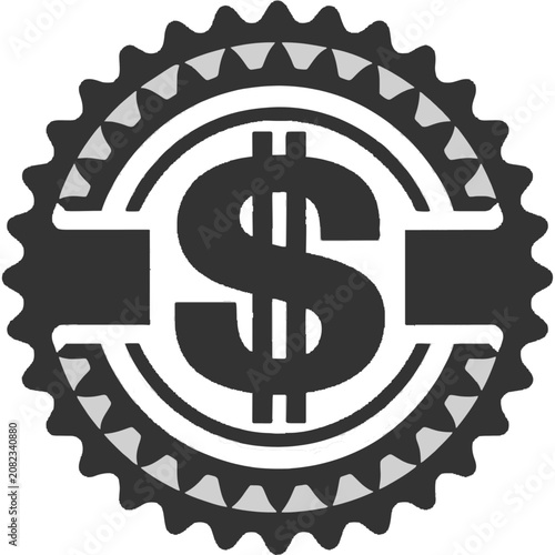 Black dollar sign badge icon with stripes