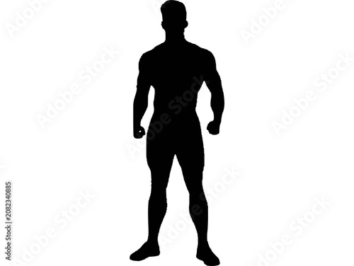 Silhouette of a muscular man standing confidently