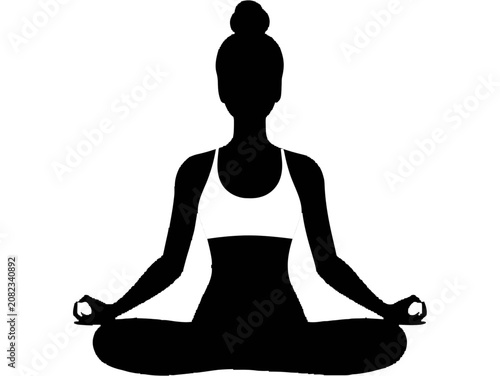 Woman meditating in lotus pose silhouette