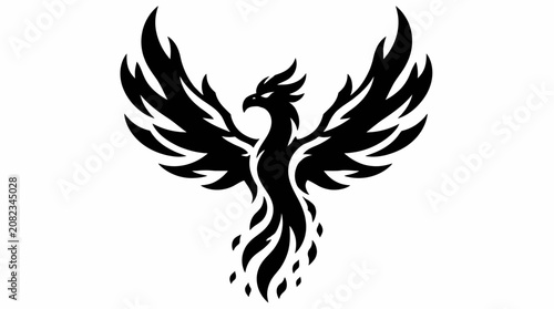 Quadro su tela Flame-shaped phoenix silhouette rising upward.